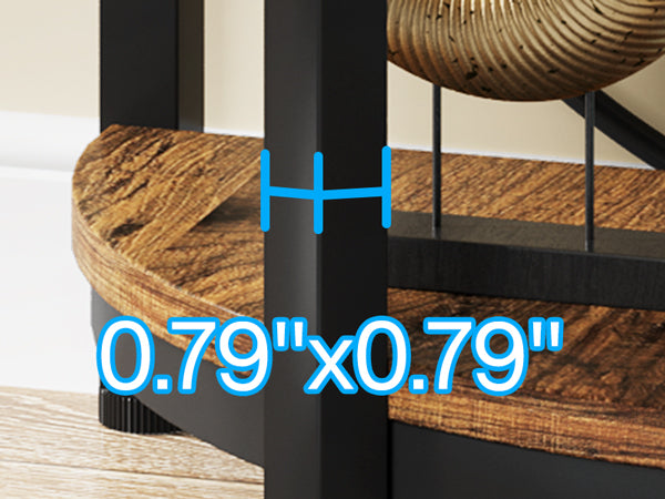 Half-Round End Table, 3-Tier Narrow Side Table with Metal Frame