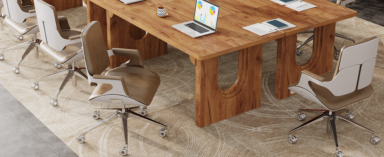 71" Executive Desk, Modern Executive Office Table with Wood Double Pedestal Base