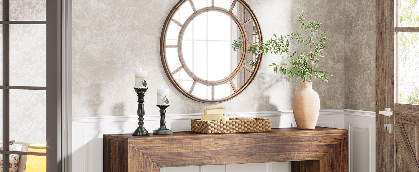 Farmhouse Console Table, 47" Rustic Wood Entryway Sofa Table with Storage
