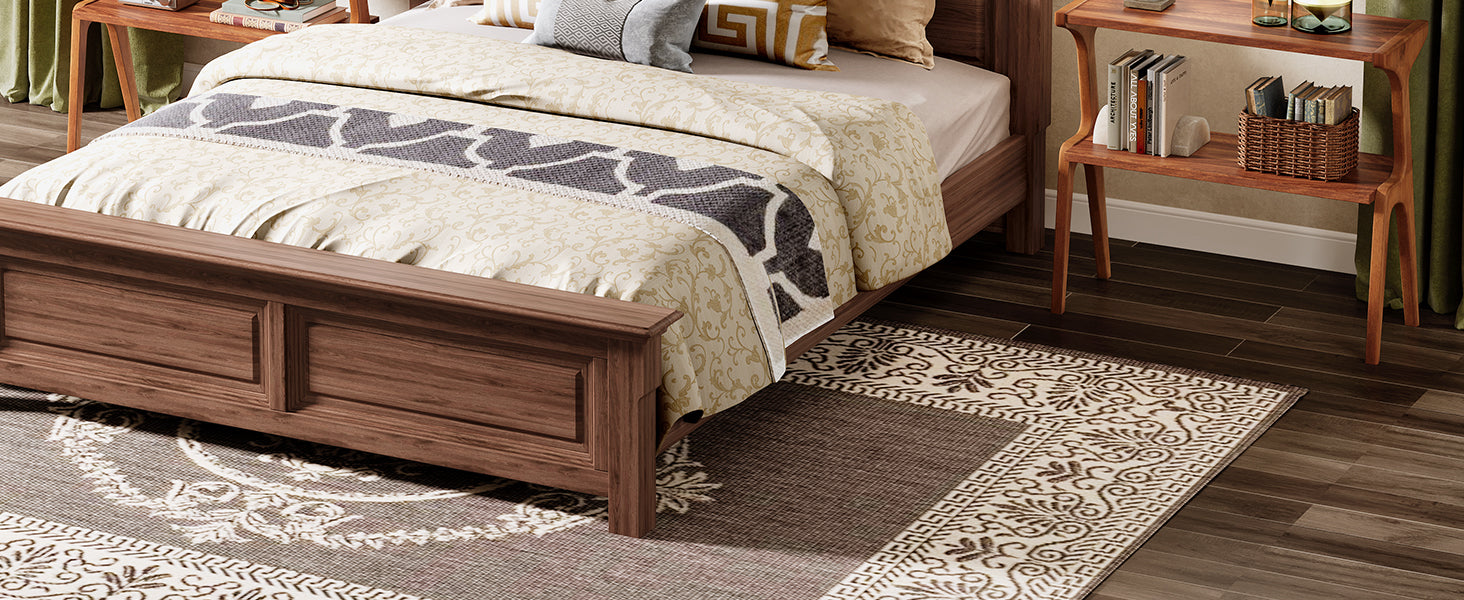 Solid Wood End Table, 2-Tier Sofa Side Table with Storage Shelf