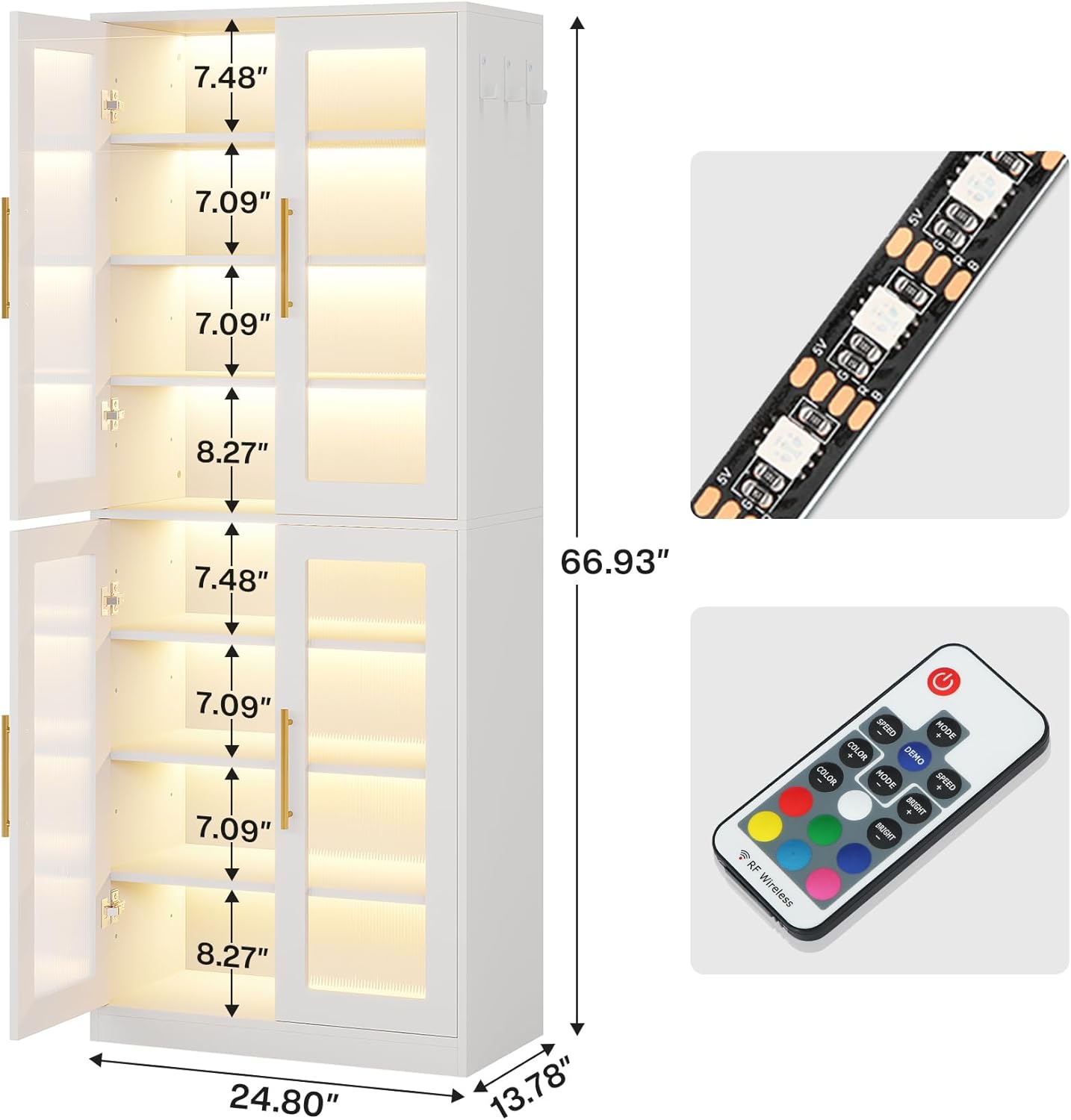 Freestanding Shoe Cabinet with Acrylic Doors and LED Lights