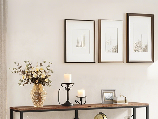 55" Console Table, Sofa Table TV Stand with 3-Tier Storage Shelves