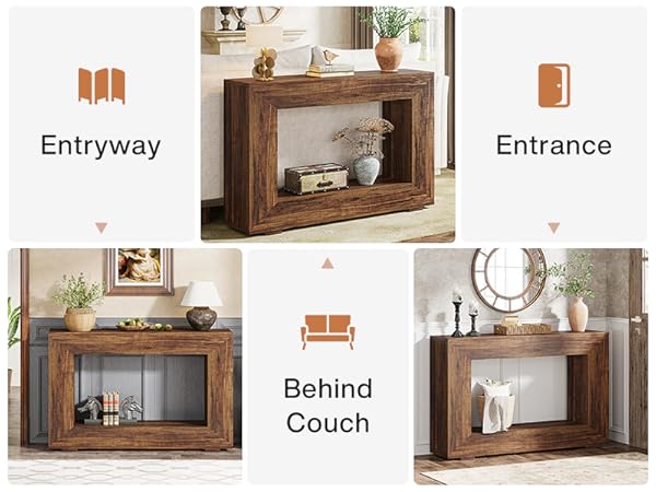 Farmhouse Console Table, 47" Rustic Wood Entryway Sofa Table with Storage