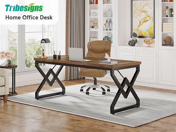 63" Executive Desk, Large Computer Desk for Home Office