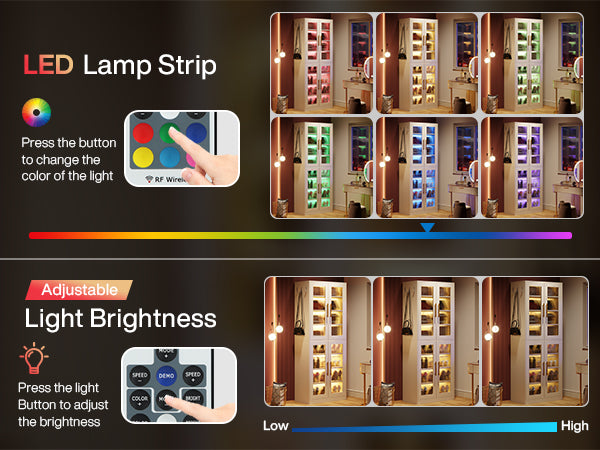 Freestanding Shoe Cabinet with Acrylic Doors and LED Lights