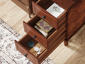 Wood Nightstand, Fully Assembled Narrow Side Table with 3 Drawers