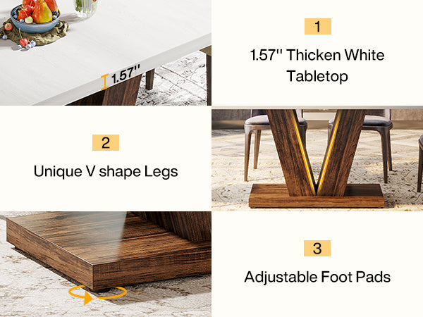 47" Dining Table, Farmhouse Wooden Kitchen Dinner Table with Duty Pedestal
