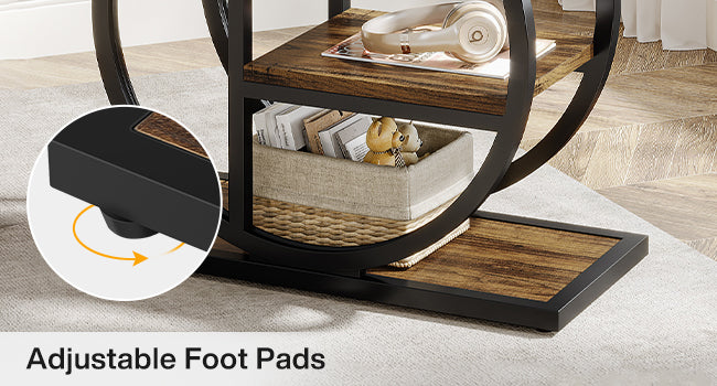 Wood End Table, 4-Tier Side Table with Storage Shelves