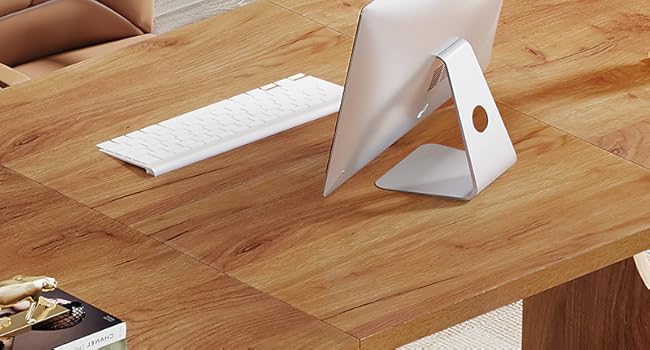 71" Executive Desk, Modern Executive Office Table with Wood Double Pedestal Base