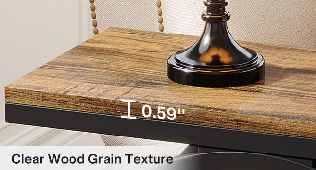 Wood End Table, 4-Tier Side Table with Storage Shelves