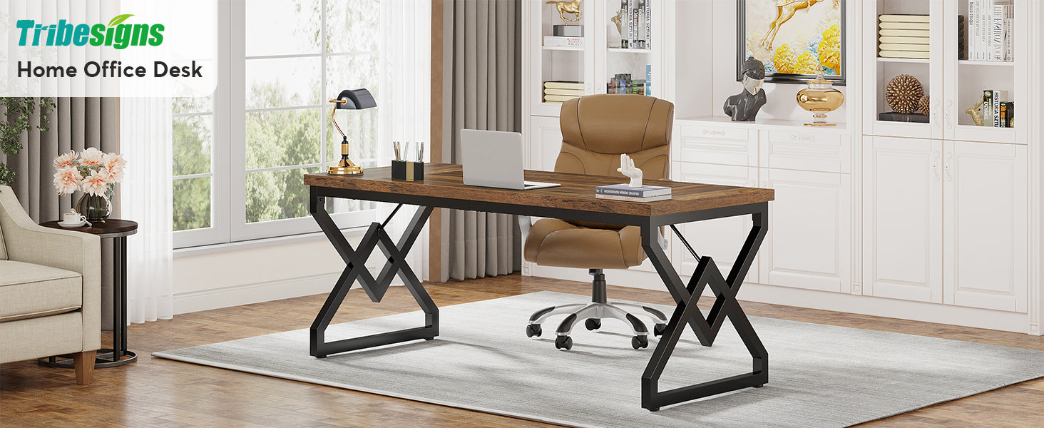63" Executive Desk, Large Computer Desk for Home Office