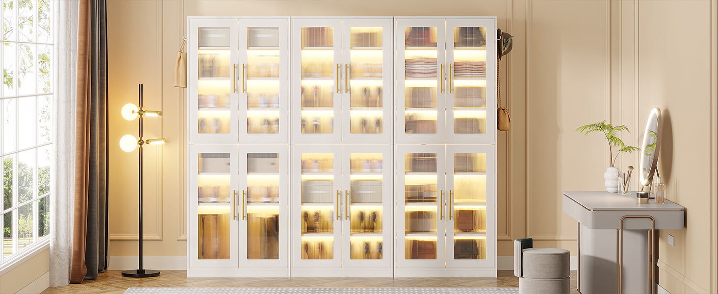 Freestanding Shoe Cabinet with Acrylic Doors and LED Lights