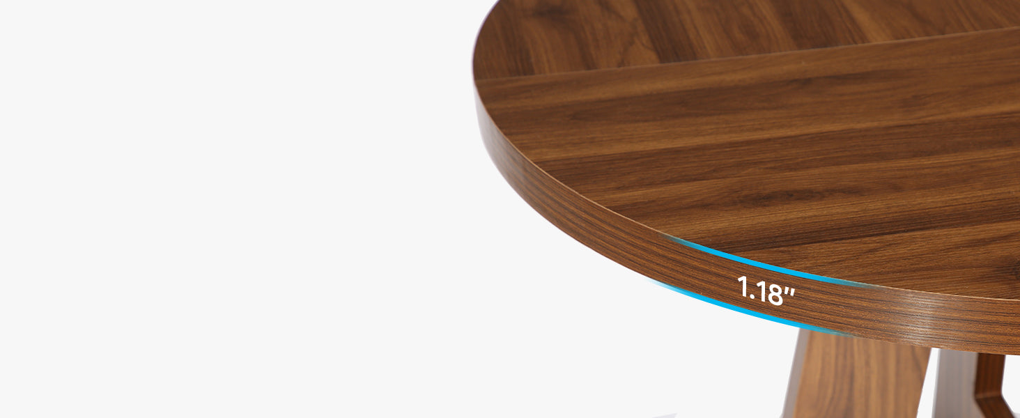 Round Dining Table for 4, 47" Wooden Kitchen Table Farmhouse Dinner Table