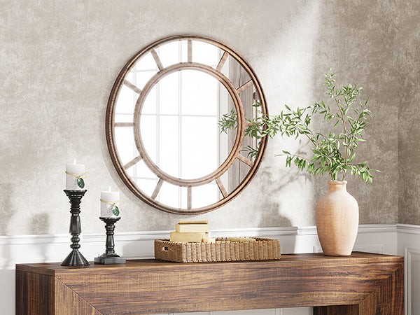 Farmhouse Console Table, 47" Rustic Wood Entryway Sofa Table with Storage