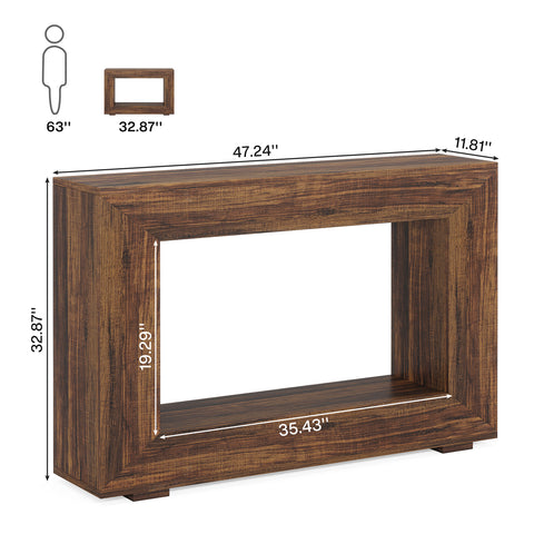 Farmhouse Console Table, 47 inches Rustic Wood Entryway Sofa Table with Storage