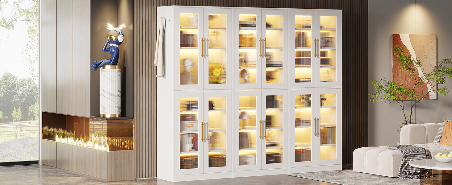 Freestanding Shoe Cabinet with Acrylic Doors and LED Lights