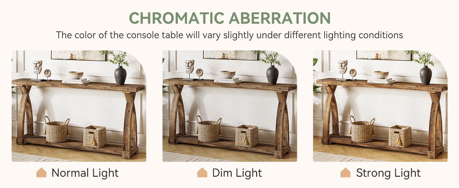 63" Solid Wood Console Table, Narrow Sofa Entryway Table with 2-Tier Storage