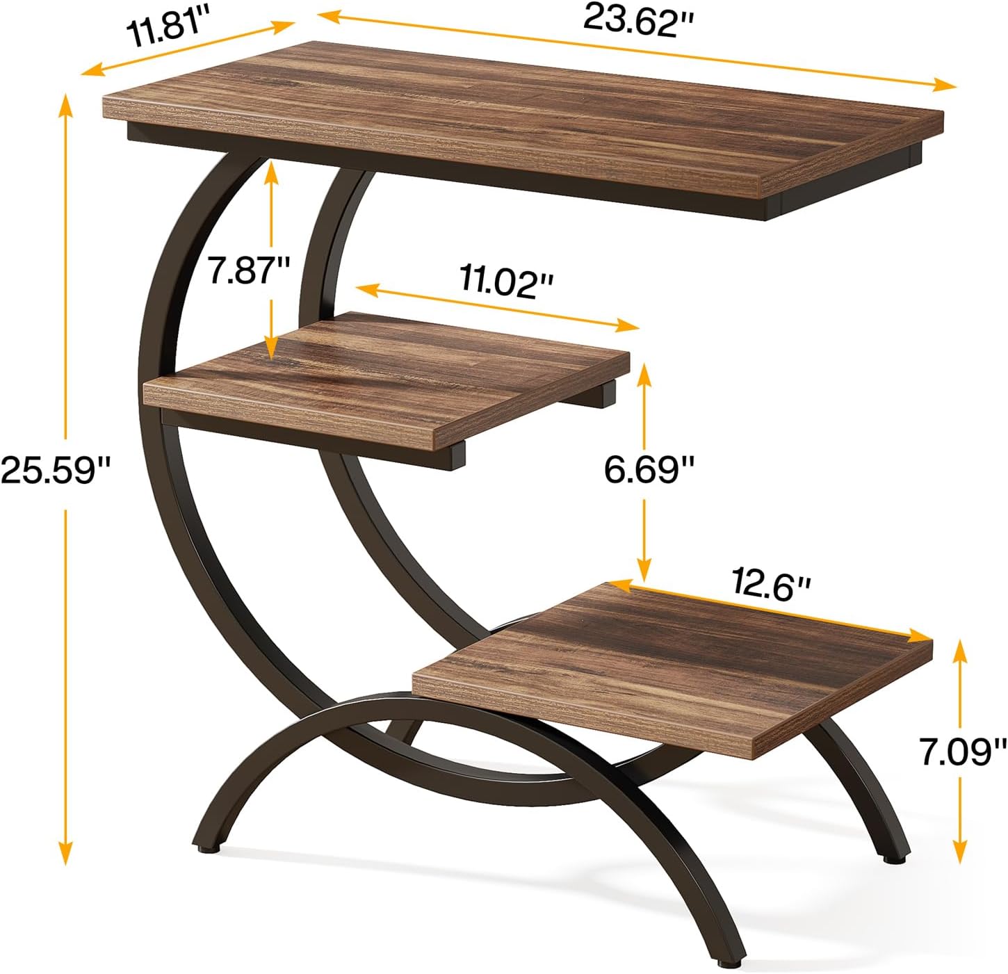 industrial end table size