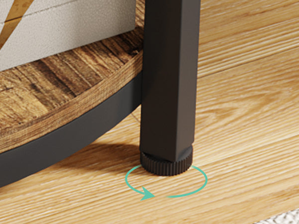 Half-Round End Table, 3-Tier Narrow Side Table with Metal Frame
